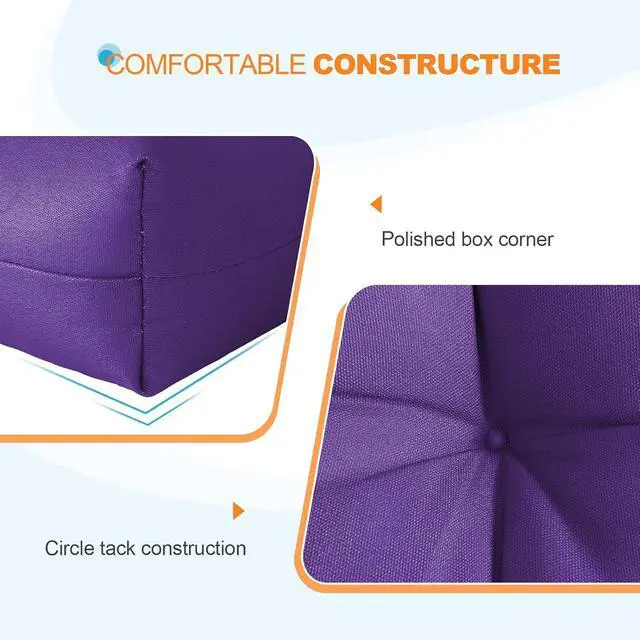 Alt view image 4 of 7 - Tufted Outdoor/Indoor Seat/Back Chair Cushions, 2 Pack, 42'' x 21'', Purple