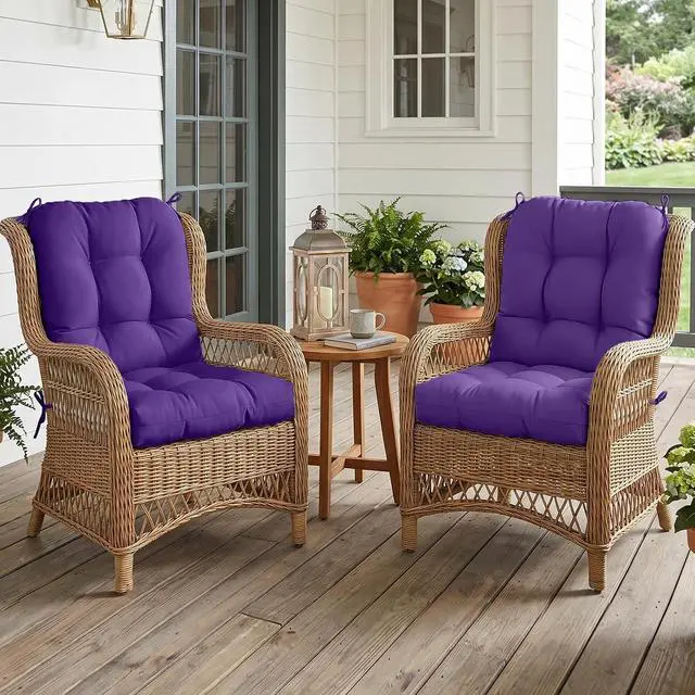 Alt view image 5 of 7 - Tufted Outdoor/Indoor Seat/Back Chair Cushions, 2 Pack, 42'' x 21'', Purple