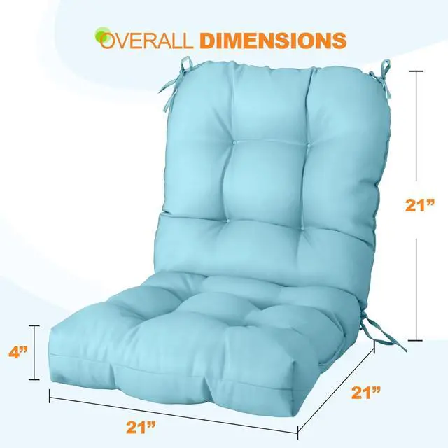 Alt view image 3 of 7 - Tufted Outdoor/Indoor Seat/Back Chair Cushion, 1 Pack, 42'' x 21'', Aqua Blue