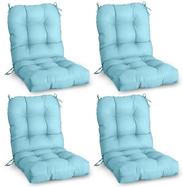 Main image of Tufted Outdoor/Indoor Seat/Back Chair Cushions, 4 Pack, 42'' x 21'', Aqua Blue