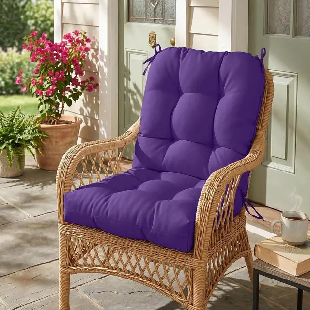 Alt view image 7 of 7 - Tufted Outdoor/Indoor Seat/Back Chair Cushions, 2 Pack, 42'' x 21'', Purple