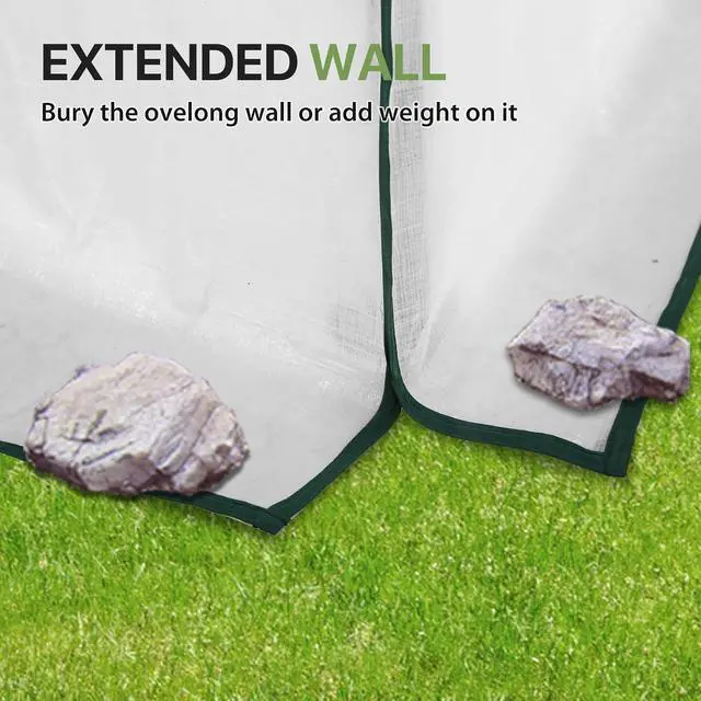Alt view image 6 of 7 - Woven Replacement Cover for 12x8 Portable Walk-in Pop up Greenhouse, Front and Rear Roll-Up Zipper Entry Doors and 4 Roll-Up Side Windows (Frame Not Included), White