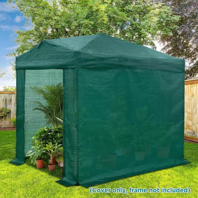Alt view image 4 of 7 - Replacement Mesh Cover for 8x6 Portable Walk-in Pop up Greenhouse, Front and Rear Zippered Entry Doors (Frame Not Included), Green