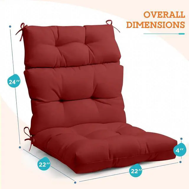 Alt view image 3 of 7 - Tufted Outdoor/Indoor High Back Patio Chair Cushions, 2 Pack, 46'' x 22'', Red