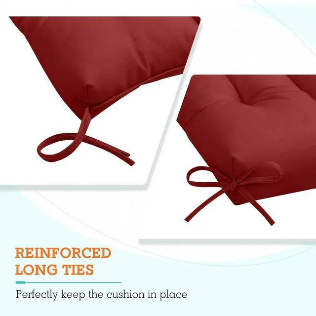 Alt view image 2 of 7 - Tufted Outdoor/Indoor High Back Patio Chair Cushions, 2 Pack, 46'' x 22'', Red
