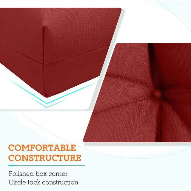 Alt view image 4 of 7 - Tufted Outdoor/Indoor High Back Patio Chair Cushions, 2 Pack, 46'' x 22'', Red