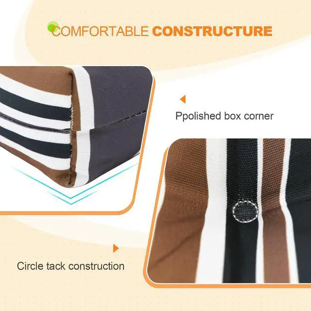 Alt view image 2 of 7 - Tufted Outdoor/Indoor Seat/Back Chair Cushions, 2 Pack, 42'' x 21'', Brown Stripe