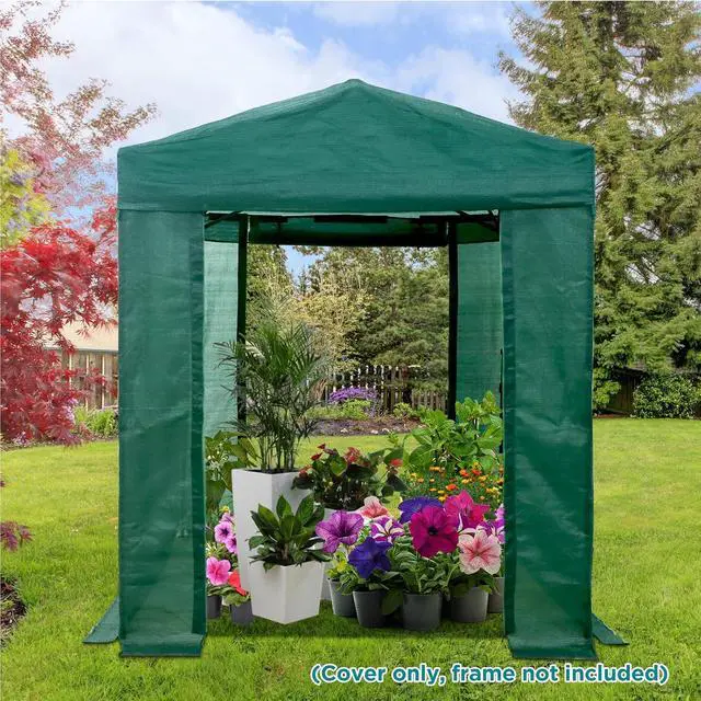 Alt view image 7 of 7 - Replacement Mesh Cover for 8x6 Portable Walk-in Pop up Greenhouse, Front and Rear Zippered Entry Doors (Frame Not Included), Green