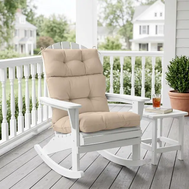 Alt view image 5 of 7 - Tufted Outdoor/Indoor High Back Patio Chair Cushion, 1 Pack, 46'' x 22'', Beige