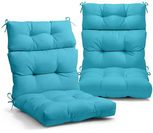 Main image of Tufted Outdoor/Indoor High Back Patio Chair Cushions, 2 Pack, 46'' x 22'', Blue