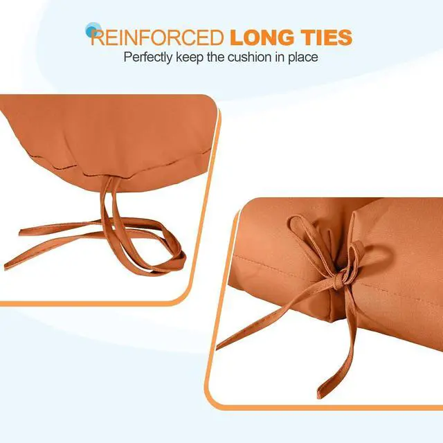 Alt view image 2 of 7 - Tufted Outdoor/Indoor Seat/Back Chair Cushions, 2 Pack, 42'' x 21'', Burnt Orange