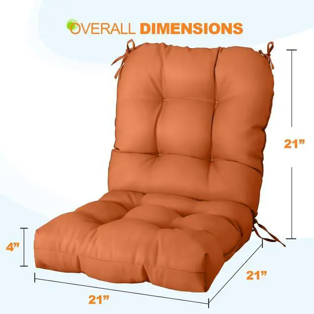 Alt view image 3 of 7 - Tufted Outdoor/Indoor Seat/Back Chair Cushions, 2 Pack, 42'' x 21'', Burnt Orange