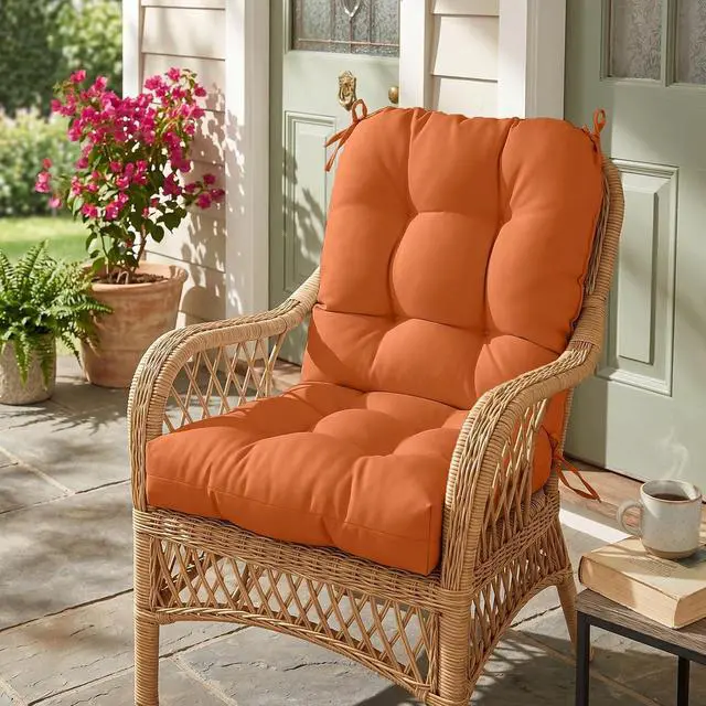 Alt view image 7 of 7 - Tufted Outdoor/Indoor Seat/Back Chair Cushions, 2 Pack, 42'' x 21'', Burnt Orange