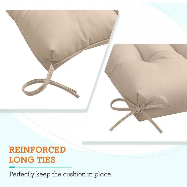 Alt view image 2 of 7 - Tufted Outdoor/Indoor High Back Patio Chair Cushions, 4 Pack, 46'' x 22'', Beige