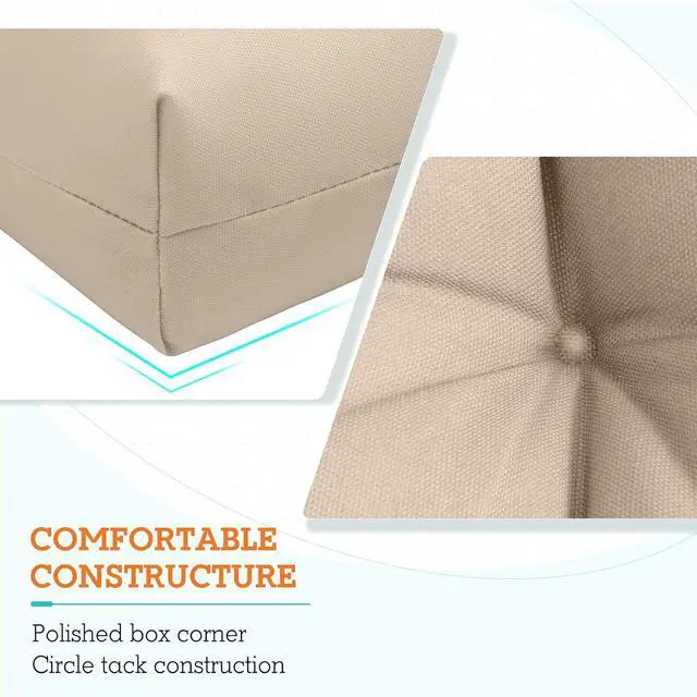 Alt view image 4 of 7 - Tufted Outdoor/Indoor High Back Patio Chair Cushions, 4 Pack, 46'' x 22'', Beige