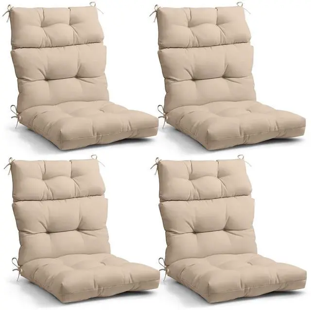 Main image of Tufted Outdoor/Indoor High Back Patio Chair Cushions, 4 Pack, 46'' x 22'', Beige