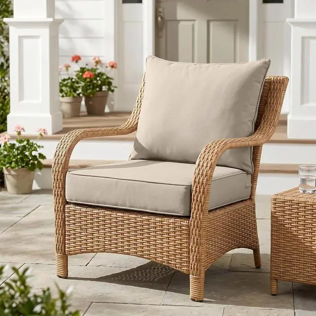 Alt view image 4 of 7 - Outdoor Deep Seat Patio Seat Cushion Set, 24 x 24 x 5 inch, 2-Piece Back Chair Cushion, 1 Pack, Beige
