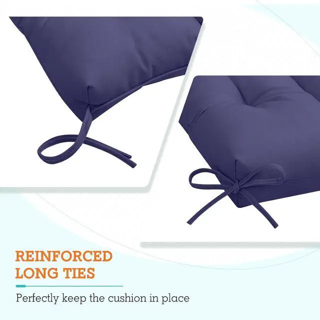 Alt view image 2 of 7 - Tufted Outdoor/Indoor High Back Patio Chair Cushions, 2 Pack, 46'' x 22'', Navy Blue