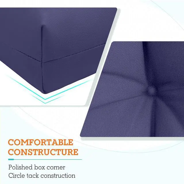 Alt view image 4 of 7 - Tufted Outdoor/Indoor High Back Patio Chair Cushions, 2 Pack, 46'' x 22'', Navy Blue