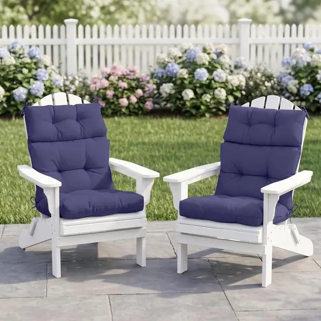 Alt view image 5 of 7 - Tufted Outdoor/Indoor High Back Patio Chair Cushions, 2 Pack, 46'' x 22'', Navy Blue