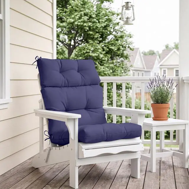 Alt view image 7 of 7 - Tufted Outdoor/Indoor High Back Patio Chair Cushions, 2 Pack, 46'' x 22'', Navy Blue