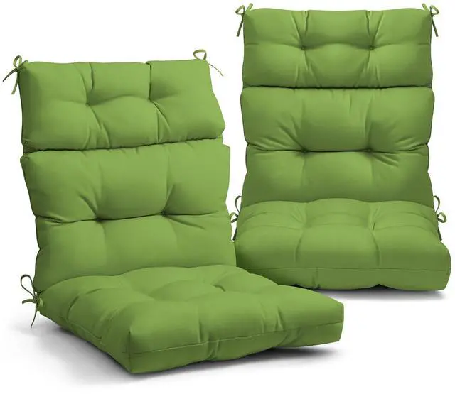 Main image of Tufted Outdoor/Indoor High Back Patio Chair Cushions, Set of 2, Green