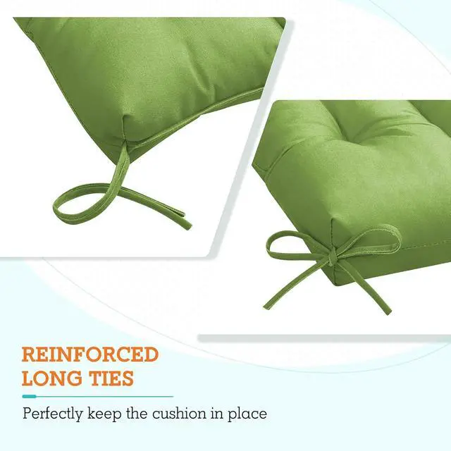 Alt view image 2 of 7 - Tufted Outdoor/Indoor High Back Patio Chair Cushions, Set of 2, Green