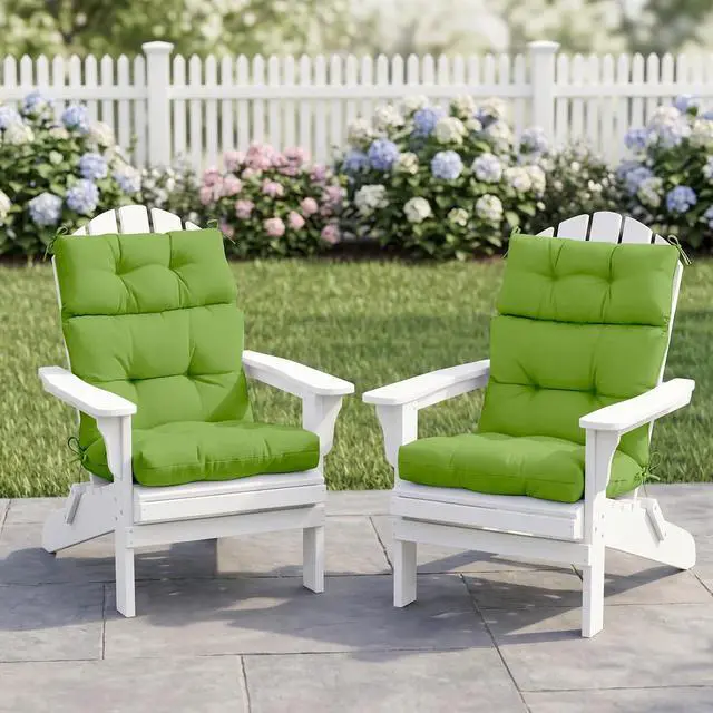 Alt view image 5 of 7 - Tufted Outdoor/Indoor High Back Patio Chair Cushions, Set of 2, Green