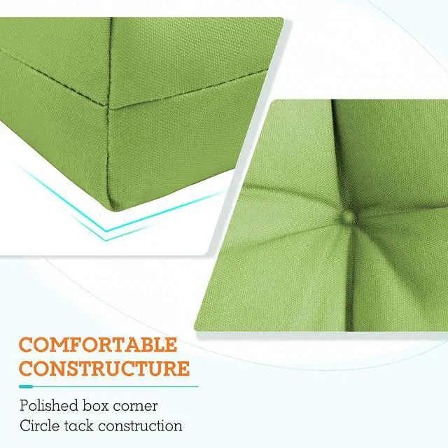 Alt view image 4 of 7 - Tufted Outdoor/Indoor High Back Patio Chair Cushions, Set of 2, Green