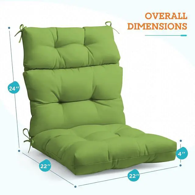 Alt view image 3 of 7 - Tufted Outdoor/Indoor High Back Patio Chair Cushions, Set of 2, Green