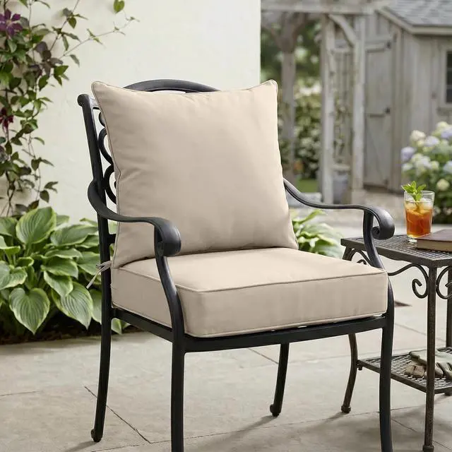 Alt view image 6 of 7 - Outdoor Deep Seat Patio Seat Cushion Set, 24 x 24 x 5 inch, 2-Piece Back Chair Cushion, 1 Pack, Beige