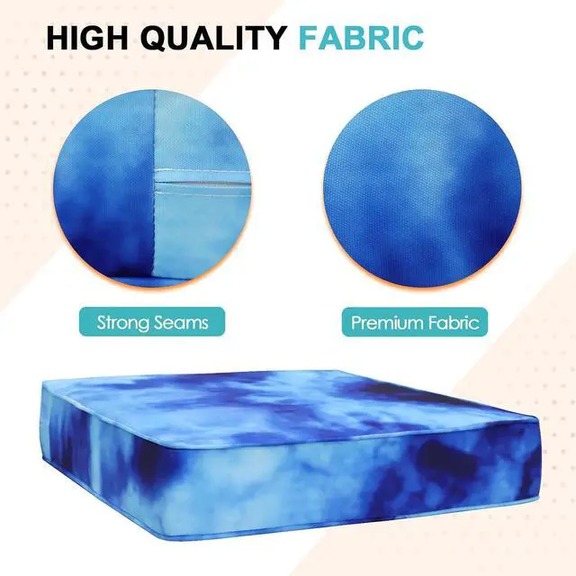 Alt view image 2 of 7 - Outdoor Deep Seat Patio Seat Cushion Set, 25 x 25 x 5 inch, 2-Piece Back Chair Cushion, 1 Pack, Tie Dye Blue