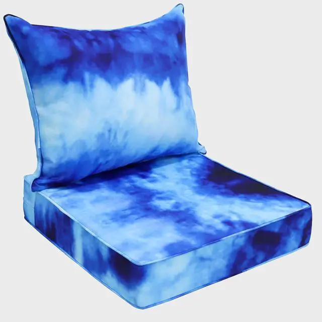 Main image of Outdoor Deep Seat Patio Seat Cushion Set, 25 x 25 x 5 inch, 2-Piece Back Chair Cushion, 1 Pack, Tie Dye Blue