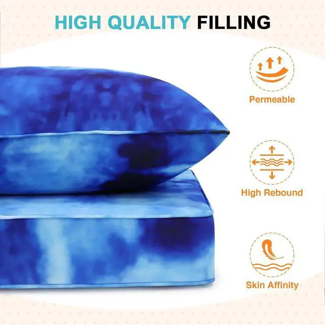 Alt view image 6 of 7 - Outdoor Deep Seat Patio Seat Cushion Set, 25 x 25 x 5 inch, 2-Piece Back Chair Cushion, 1 Pack, Tie Dye Blue