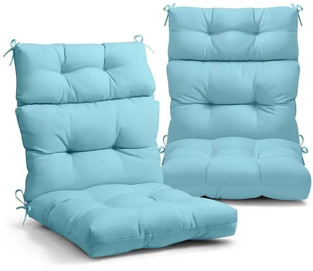 Main image of Tufted Outdoor/Indoor High Back Patio Chair Cushions, 2 Pack, 46'' x 22'', Aqua Blue