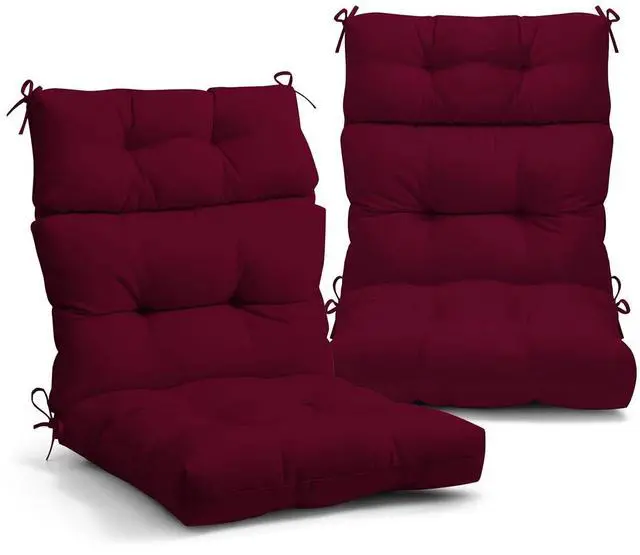 Main image of Tufted Outdoor/Indoor High Back Patio Chair Cushions, 2 Pack, 46'' x 22'', Red Purple