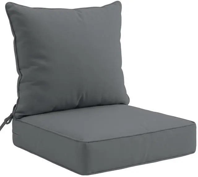 Main image of Outdoor Deep Seat Patio Seat Cushion Set, 24 x 24 x 5 inch, 2-Piece Back Chair Cushion, 1 Pack, Gray