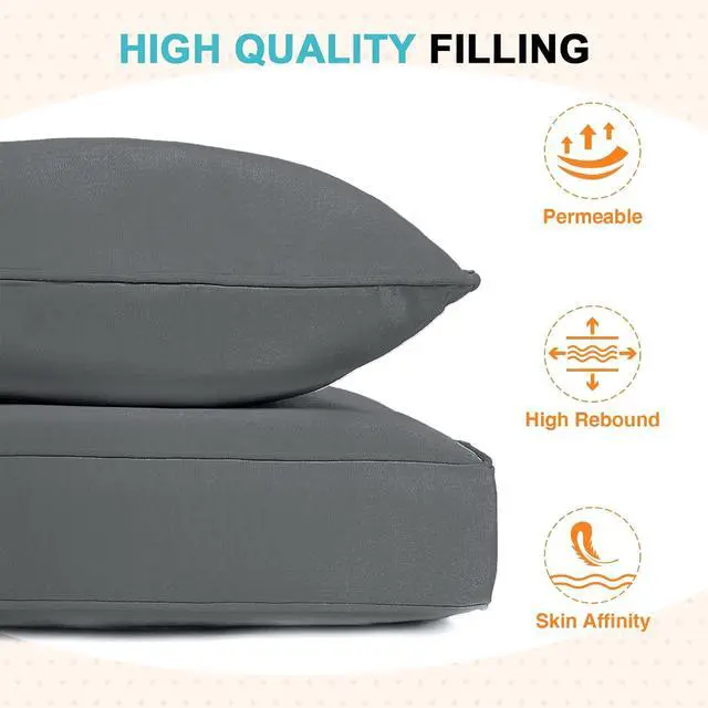 Alt view image 6 of 7 - Outdoor Deep Seat Patio Seat Cushion Set, 24 x 24 x 5 inch, 2-Piece Back Chair Cushion, 1 Pack, Gray