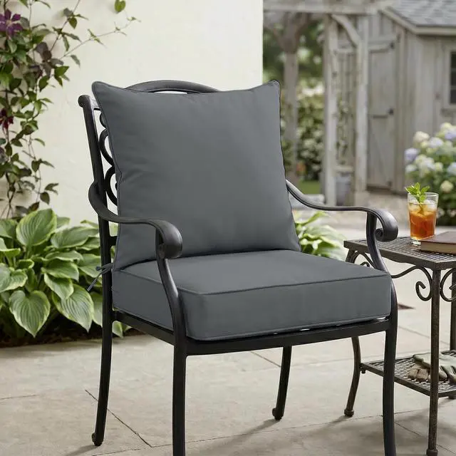 Alt view image 7 of 7 - Outdoor Deep Seat Patio Seat Cushion Set, 24 x 24 x 5 inch, 2-Piece Back Chair Cushion, 1 Pack, Gray