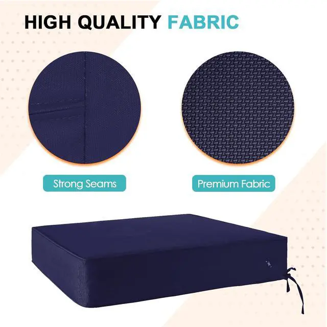 Alt view image 2 of 7 - Outdoor Deep Seat Patio Seat Cushion Set, 24 x 24 x 5 inch, 2-Piece Back Chair Cushion, 1 Pack, Dark Blue