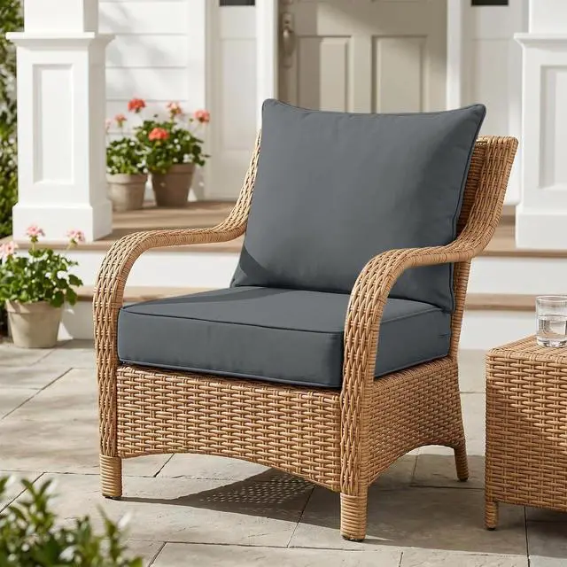 Alt view image 5 of 7 - Outdoor Deep Seat Patio Seat Cushion Set, 24 x 24 x 5 inch, 2-Piece Back Chair Cushion, 1 Pack, Gray