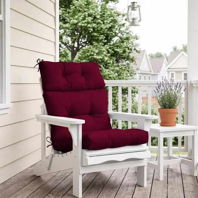 Alt view image 7 of 7 - Tufted Outdoor/Indoor High Back Patio Chair Cushions, 2 Pack, 46'' x 22'', Red Purple