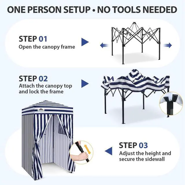 Alt view image 5 of 7 - 4x4 Pop Up Changing Tent, Outdoor Changing Room, White/Blue | Portable, Privacy Tent, Pool Cabana, Dressing Room, Shower & Toilet Use, Opaque Fabric, Instant Setup, Photoshoots, Camping