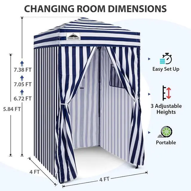 Alt view image 4 of 7 - 4x4 Pop Up Changing Tent, Outdoor Changing Room, White/Blue | Portable, Privacy Tent, Pool Cabana, Dressing Room, Shower & Toilet Use, Opaque Fabric, Instant Setup, Photoshoots, Camping