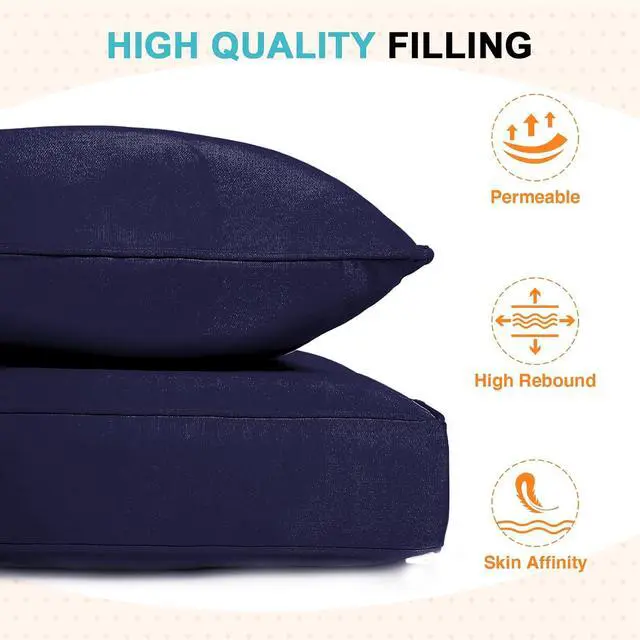 Alt view image 6 of 7 - Outdoor Deep Seat Patio Seat Cushion Set, 24 x 24 x 5 inch, 2-Piece Back Chair Cushion, 1 Pack, Dark Blue