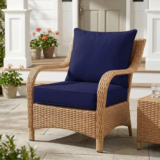 Alt view image 5 of 7 - Outdoor Deep Seat Patio Seat Cushion Set, 24 x 24 x 5 inch, 2-Piece Back Chair Cushion, 1 Pack, Dark Blue