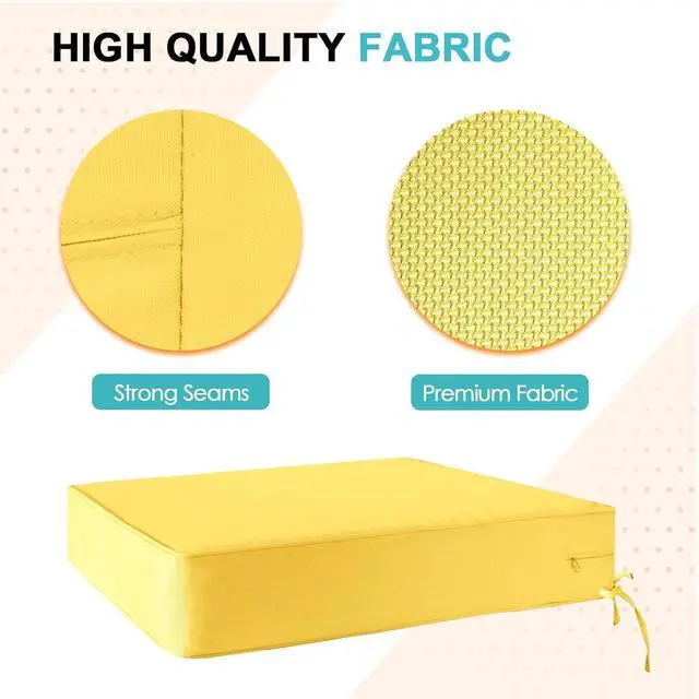 Alt view image 2 of 7 - Outdoor Deep Seat Patio Seat Cushion Set, 25 x 25 x 5 inch, 2-Piece Back Chair Cushion, 1 Pack, Yellow