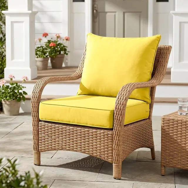 Alt view image 5 of 7 - Outdoor Deep Seat Patio Seat Cushion Set, 25 x 25 x 5 inch, 2-Piece Back Chair Cushion, 1 Pack, Yellow