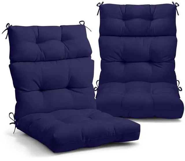 Main image of Tufted Outdoor/Indoor High Back Patio Chair Cushions, 2 Pack, 46'' x 22'', Dark Blue