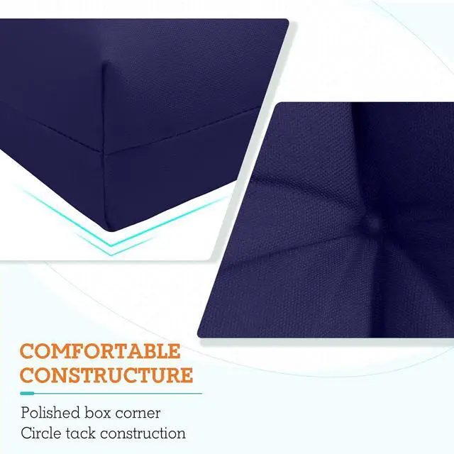 Alt view image 4 of 7 - Tufted Outdoor/Indoor High Back Patio Chair Cushions, 2 Pack, 46'' x 22'', Dark Blue